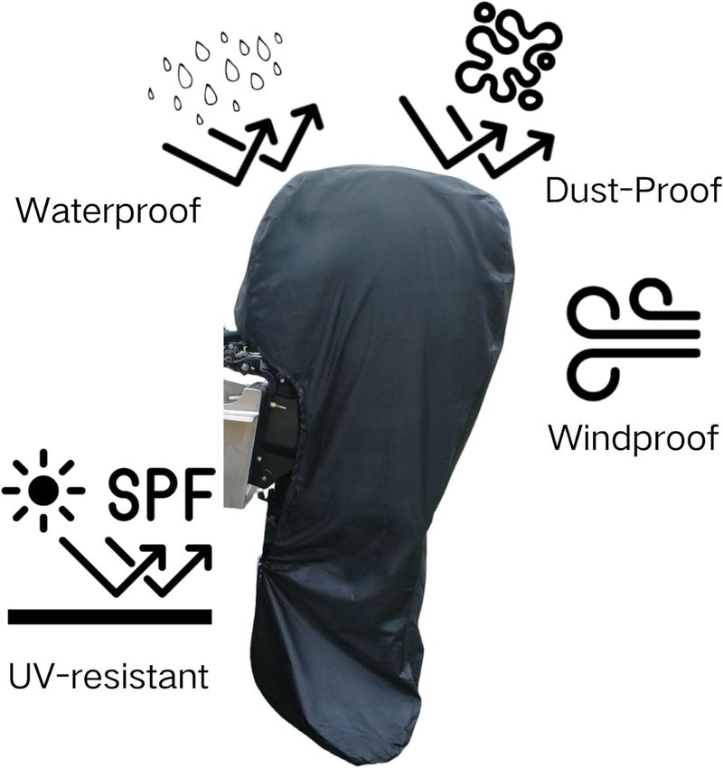 SeaSierra Boat Marine Outboard Motor Cover for Mercury Yamaha Honda 60 75 90 100 HP Heavy Duty Hood Engines Full Cowling Protector Oxford Fabric with PVC Coating - Image 4
